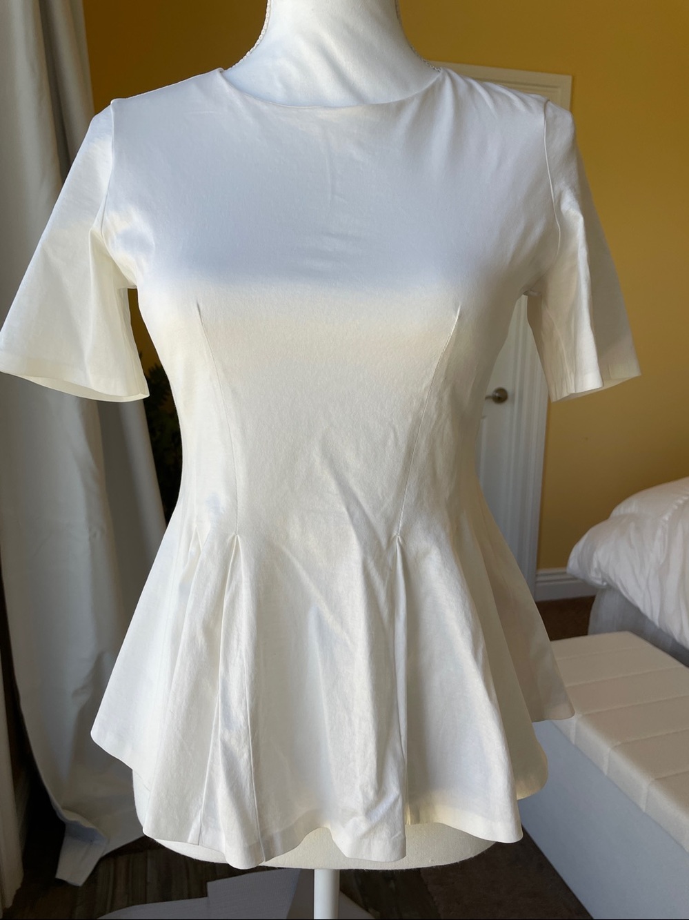 Rebecca Taylor White Short Sleeve Top with peplums-xs